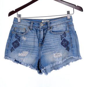 Mudd Cut Off Embroidered High Waisted Jean Shorts Size 7